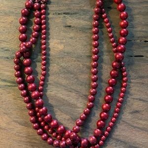 Burgundy Layered Beaded Necklace